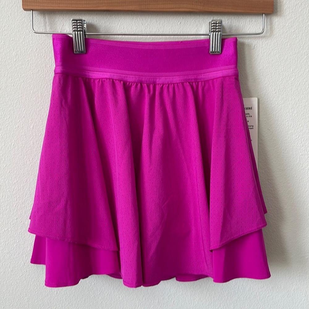 NWT Lululemon Court Rival Perforated HR Skirt *Long Purple Highlight Size 0